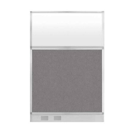 Versare Hush Panel Configurable Cubicle Partition 4' x 6' Slate Fabric Frosted Window w/ Cable Channel 1855619-3